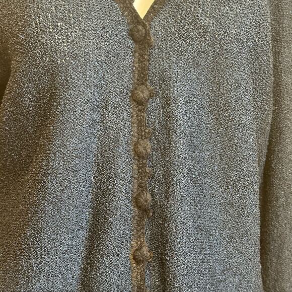 Vintage Brenda French for French Rags Blue Cardigan Sweater With Black Trim M/L - Picture 6 of 8